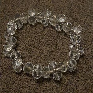 Cookie Lee Stretch crystal and silver bracelet.